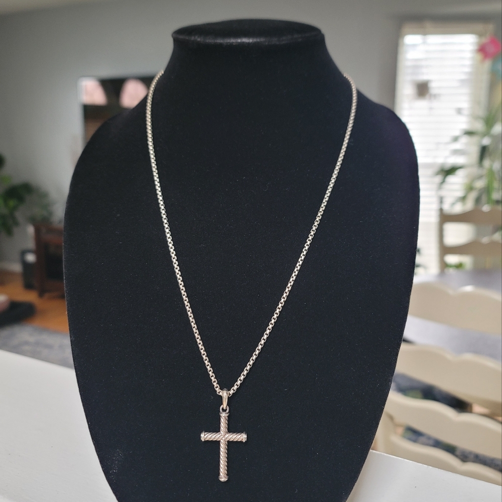 David Yurman Silver Cross Necklace